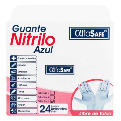Guante Exam.Nitrilo Azul Alfa T.L 24 Uds